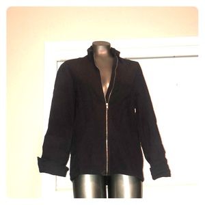 Dark blue jacket with silver zipper
